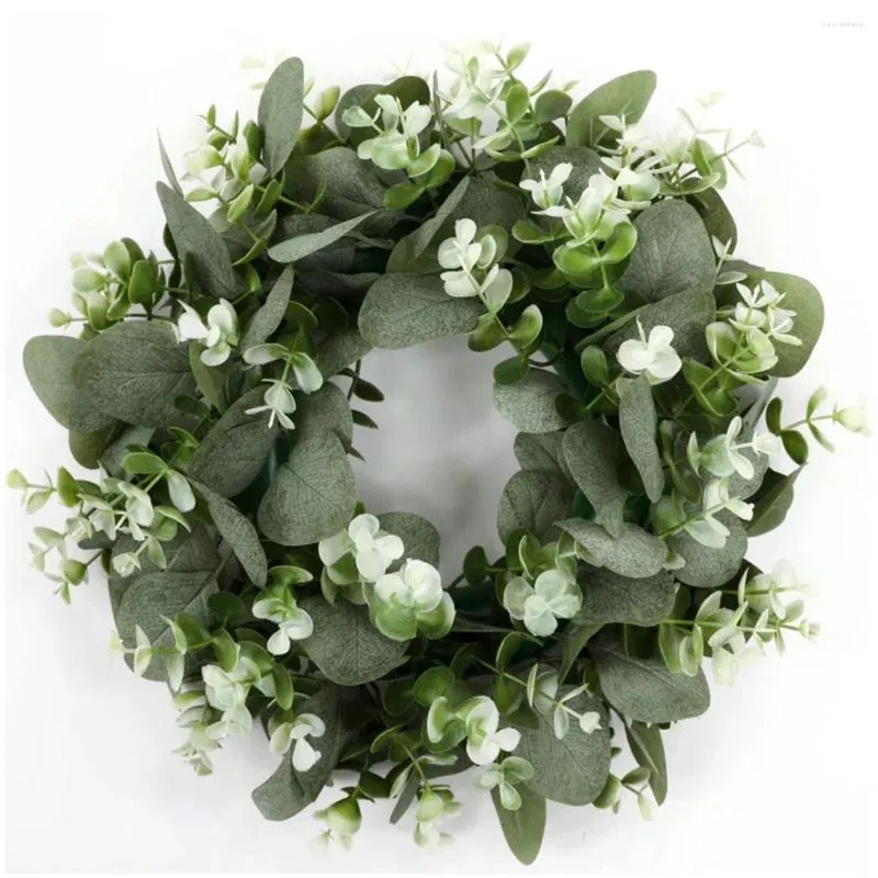 Decorative Flowers 1pc Artificial Eucalyptus Leaf Wreath Spring & Summer Greenery Branch White Berries Front Door Welcome Ornament Windows