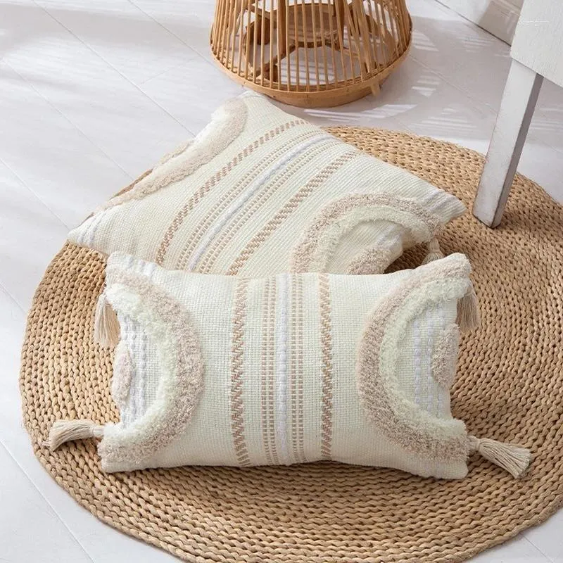 Pillow Home Decoration Sofa Couch Farmhouse Cotton Woven Tufted Boho Throw Covers