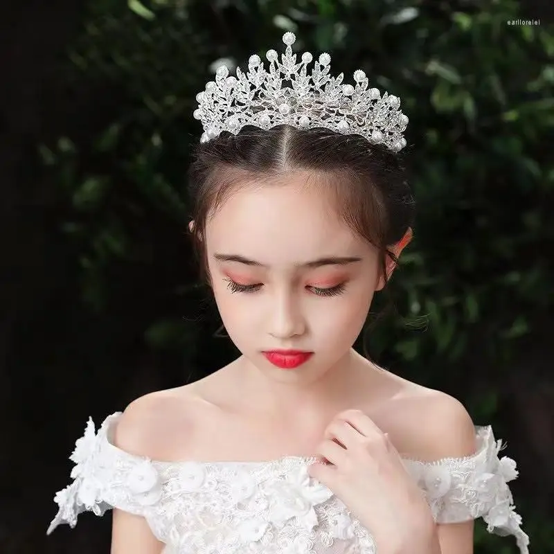 Fermagli per capelli Bambini Corona Tiara Principessa Bambina Compleanno Ornamenti di perle Spettacolo teatrale Accessori