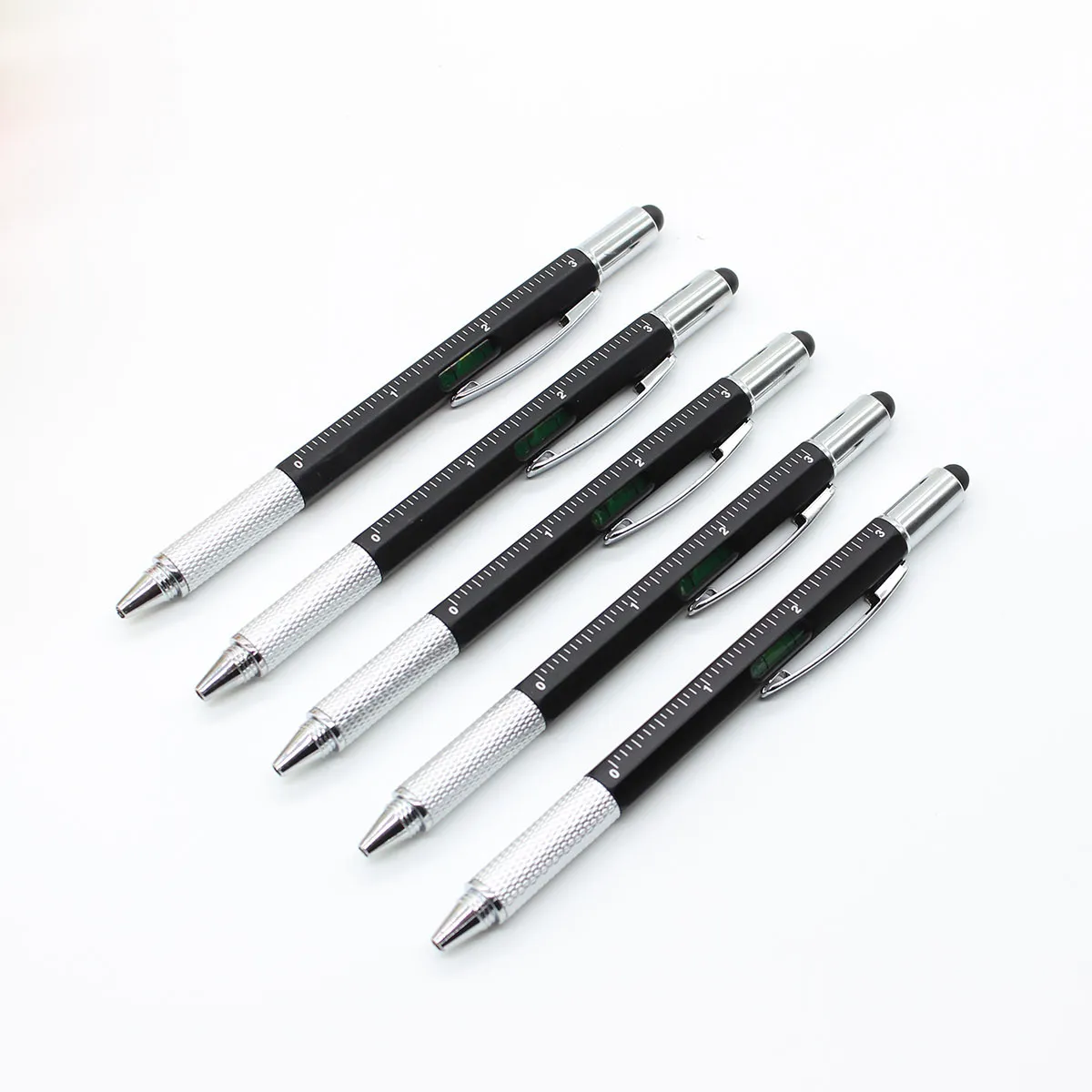 Plastic Ballpoint Pen 6 in 1 Tool Screwdriver Ruler Spirit Level Multi-function Touch Screen Stylus Pen out door tools