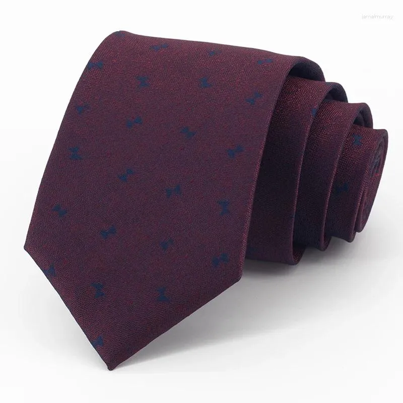 Bow Ties 2023 Märke högkvalitativ 8 cm bred affärsgips för män Deep Red Fashion Formell slips Party Wedding Work Gift Box