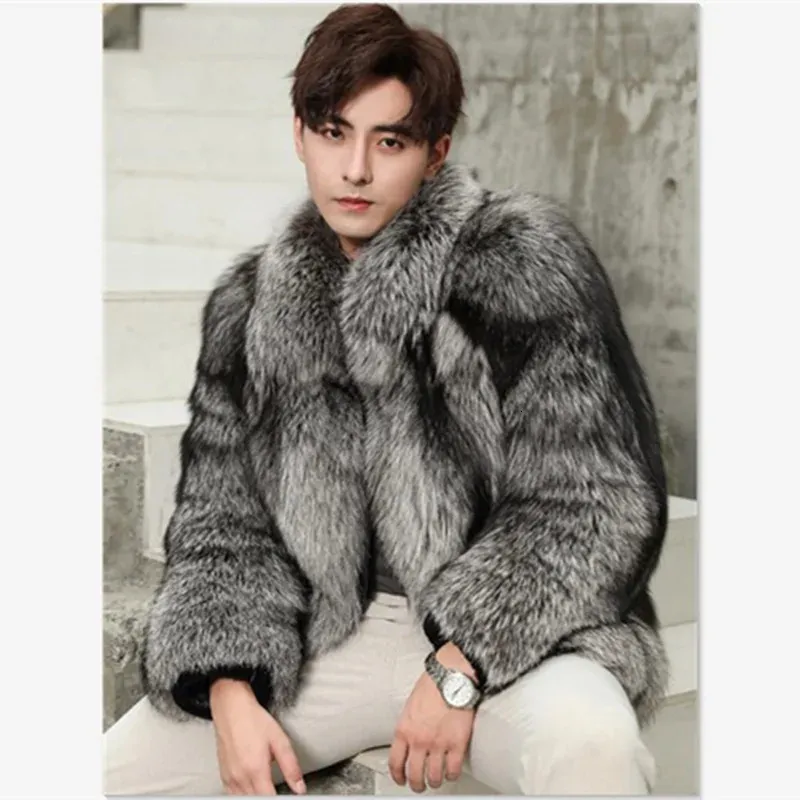 Futro męska sztuczna norka Fur Fur Krótka kurtka zimowa moda 231213