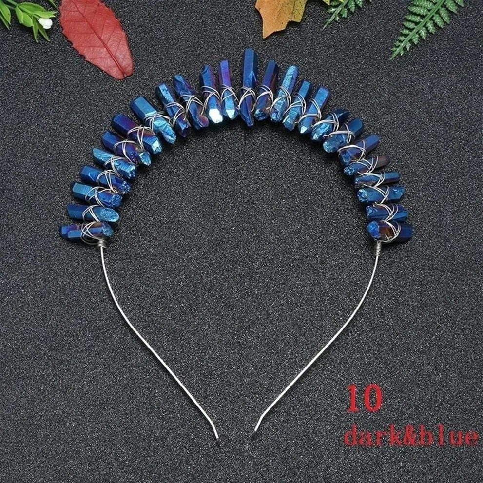 Handmade Sliver Wired Hairband Crystal Hairbands Crown Hair Clips For Women Halo Crystal Crown Natural Stone Hair Ornaments Y19061281n