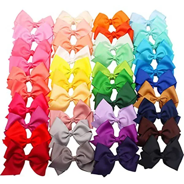 4 inch Hair Bows Clips Girls Pigtail Bows Alligator Clips for Baby Girls Fine Hair Infants