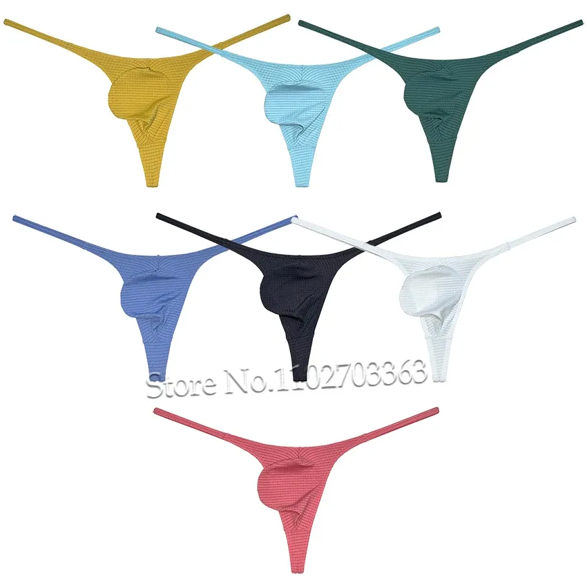 Hommes à carreaux Spandex string Jersey sous-vêtements G-string pochette Micro Bikini t-back mâle pantalon court jockstrap