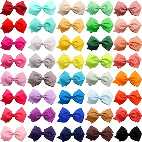 4 inch Hair Bows Clips Girls Pigtail Bows Alligator Clips for Baby Girls Fine Hair Infants