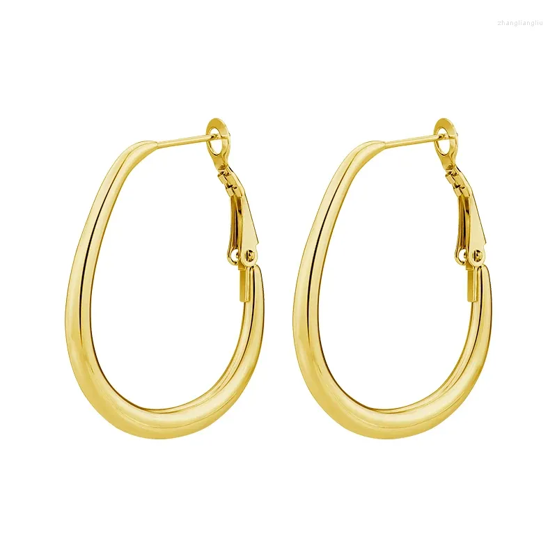 Boucles d'oreilles créoles en acier inoxydable pour femmes, créoles à la mode, tempérament Simple, grand cercle assorti, boucle masculine en crevette