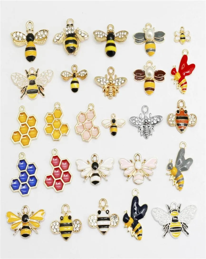 20PCS Emaille Biene Charms Legierung Zufällig Gemischte Hummel Honigbiene Halskette Anhänger Erkenntnisse Schmuck Machen Zubehör6093104