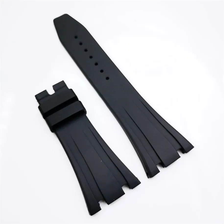 27mm 18mm Black Rbber Clasp Strap Watch Band for Royal Oak 39mm 41mmモデル15400 15300204b