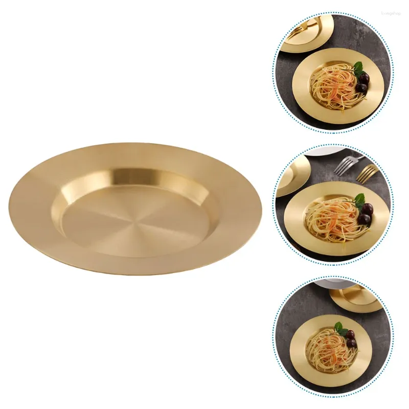 Pratos de aço inoxidável disco placa ocidental bolo pan bife servindo bandeja redonda