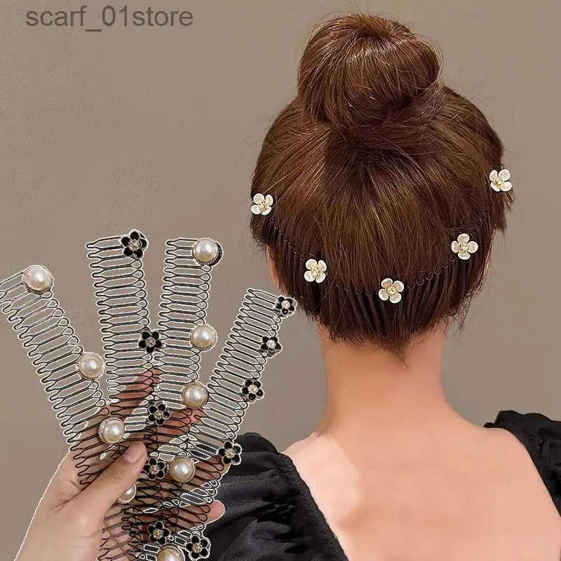 Akcesoria do włosów Nowy vintage Pearl Flower Hair Comt Fashion Fashion Cartoon Elastyczne włosy opaska na głowę na nakrycia głowy dla kobiet Dzieci Hair Akcesorial 231214