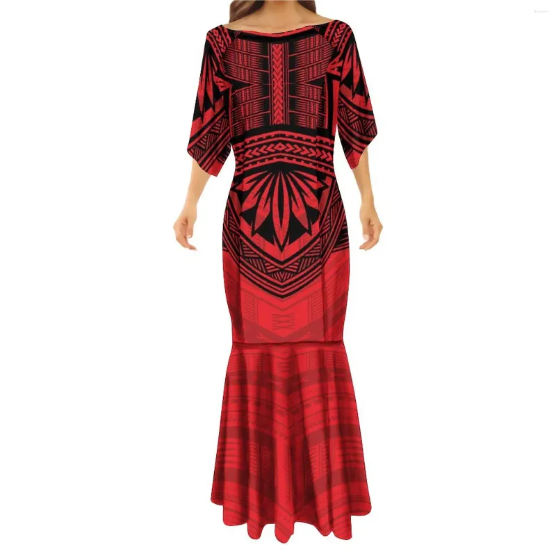 Casual Jurken 2023 Dames Elegante Jurk Polynesische Stam Ontwerp Patroon Zeemeermin Party Maxi