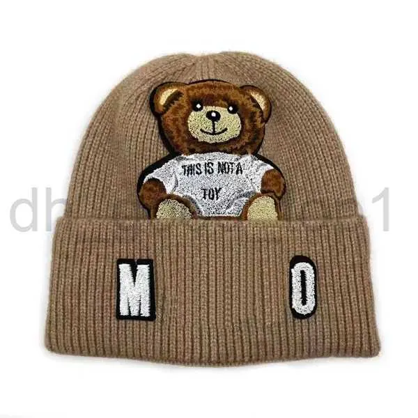 Designer Moschino haft tkanin mankiet fasolka zimowa czapka niedźwiedź czapka czapka wysokiej jakości pluszowa koła z piłką nowa czapka polo czapka 4 oijq