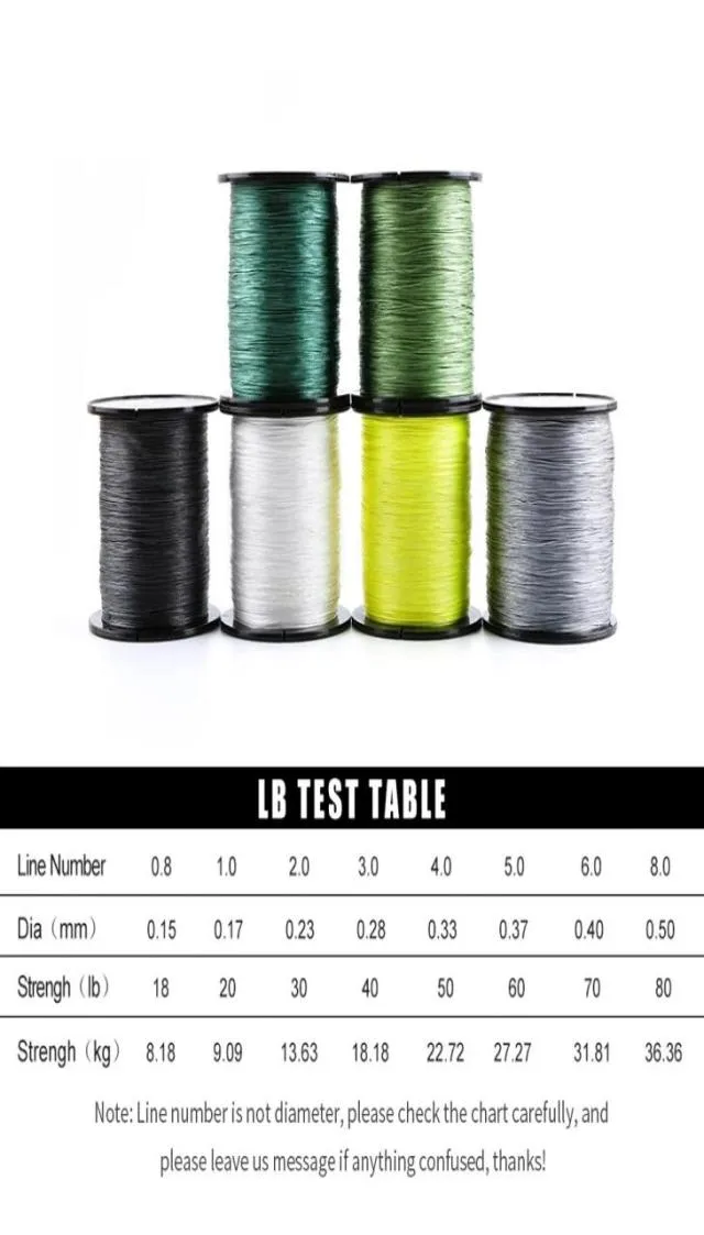 8 flätad fiskelinje nötningsbeständig superlinje noll stretchlow minne extra tunn diameter 500m1880lb4987820