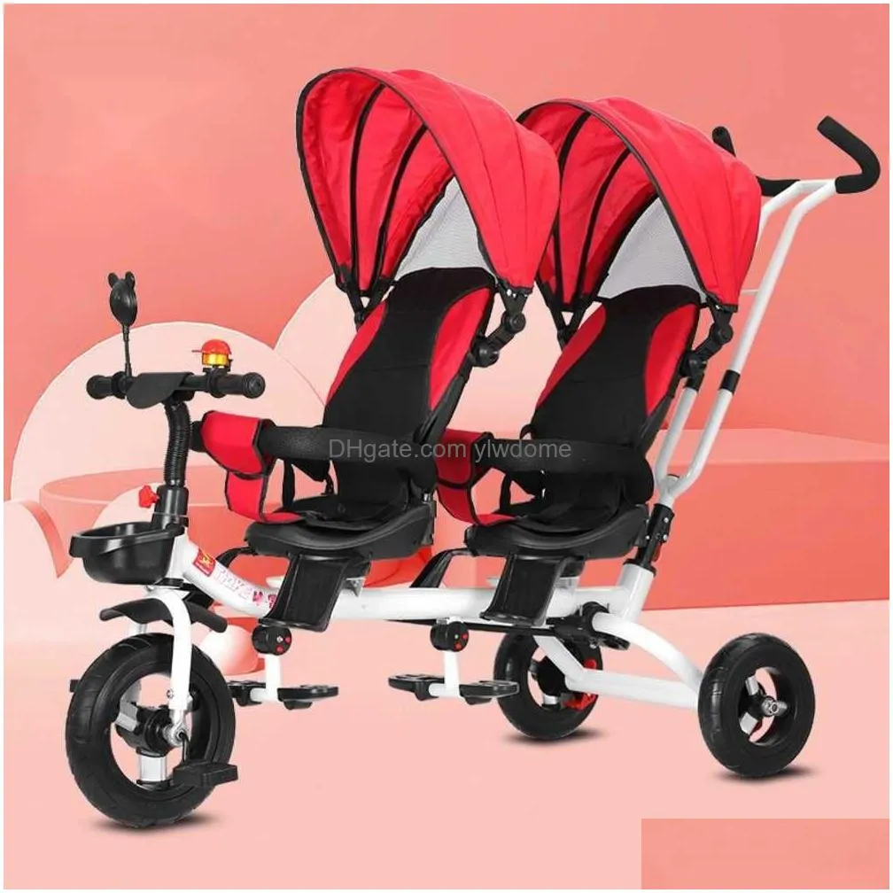 Strollers# Tricycles Childrens Bicycles Twin 1-5 Years Old Baby Strollers Can Be Turned 3 In 1 Stroller Pram Pushchair Drop Delivery B Dhhmk