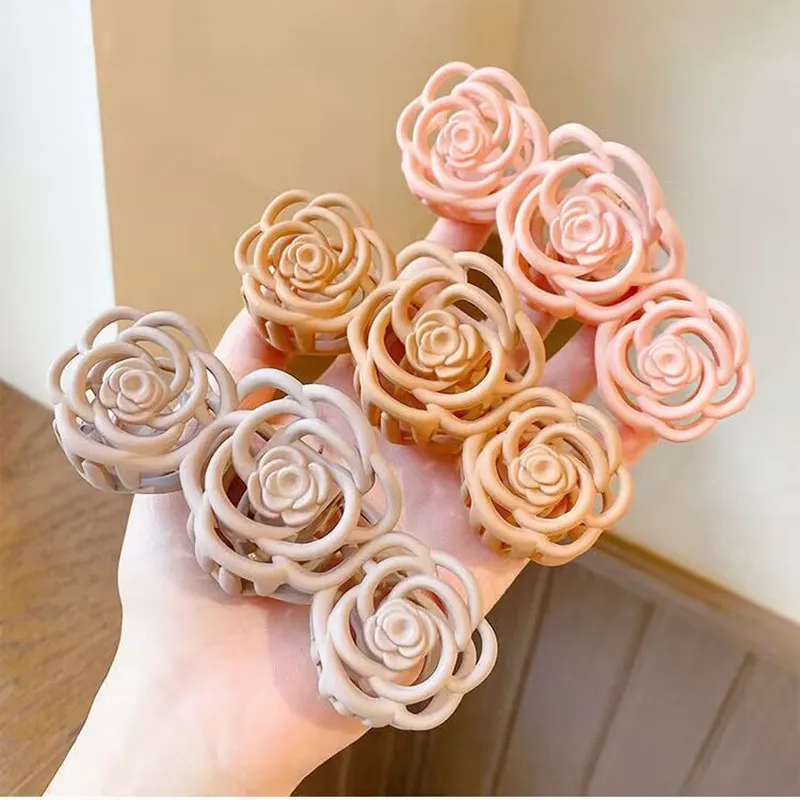 new Camellia Blossom Clip Hair Accessories Women's Summer Net Red Blossom Hair Clip Small Fragrance Top Clip Retro Hair Clip 5 sets/piece