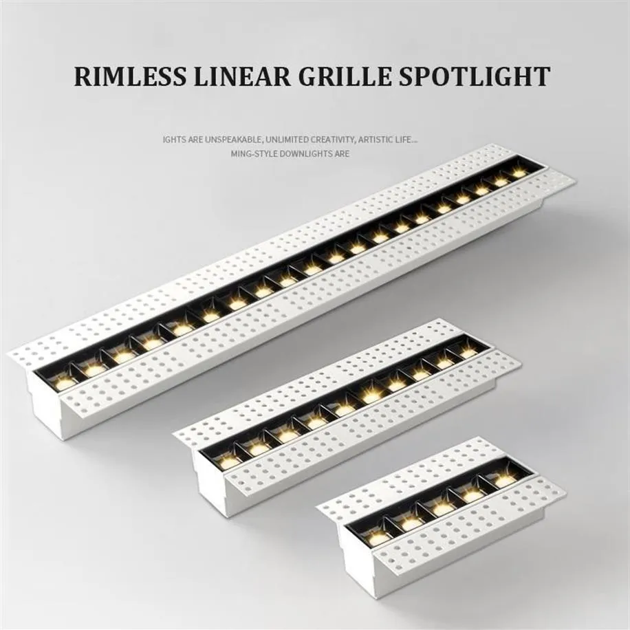 Faretto a LED a griglia lineare senza montatura Nessun design di illuminazione principale Moderno 5W 10W 20W Lampada da installazione incorporata magnetica Fixture292j