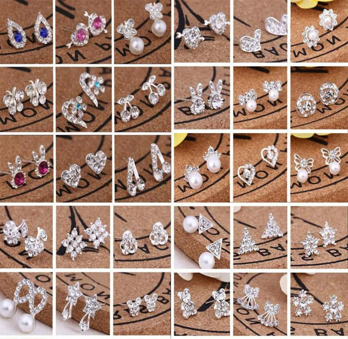 45 Styles Creative Ear Studs Fashion Snowflake Beer Crystal Rhinestone Pearl Stud Jewelry Earrings EA080 288N3801164