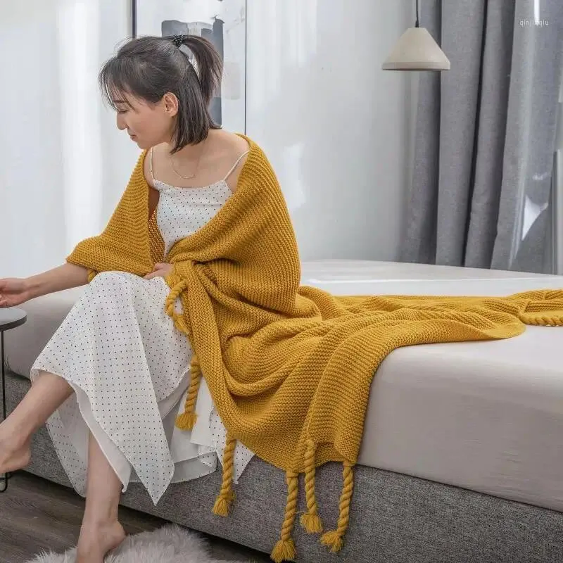 Coperte per tutte le stagioni, trapunte da letto per la casa, con frange, coperture per mobili Manta da donna, Drop Shopping