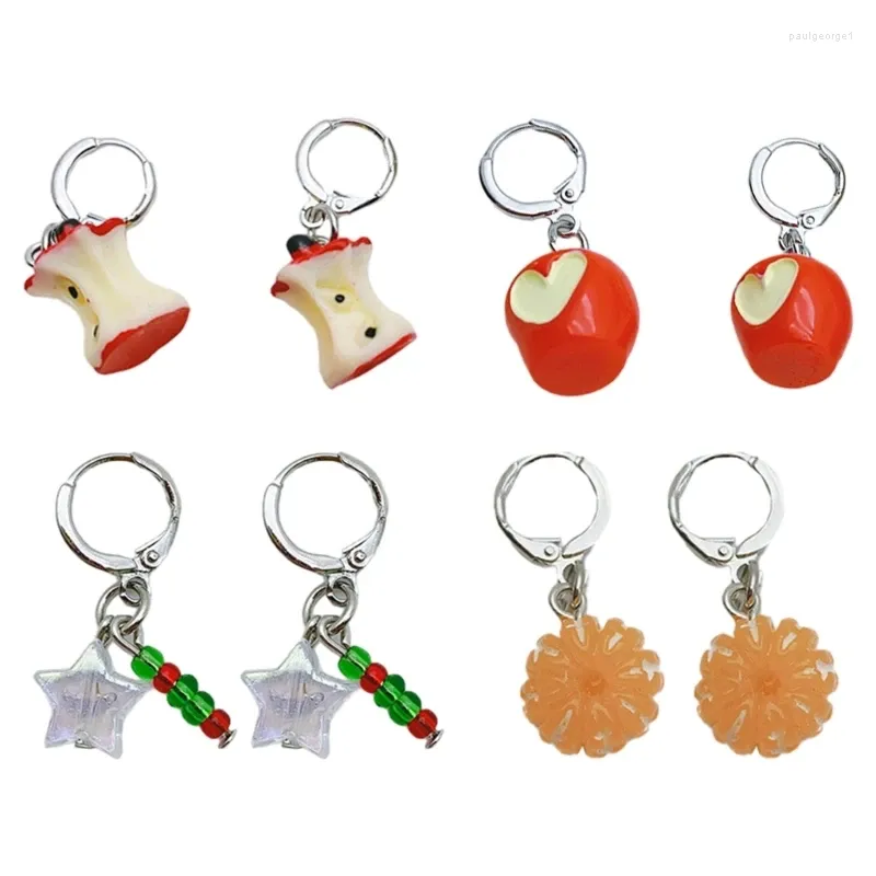 Orecchini a cerchio Eleganti gocce per le orecchie di stelle di Natale Simulazione di forme di frutta Orecchini leggeri e alla moda Gioielli con ornamenti pendenti