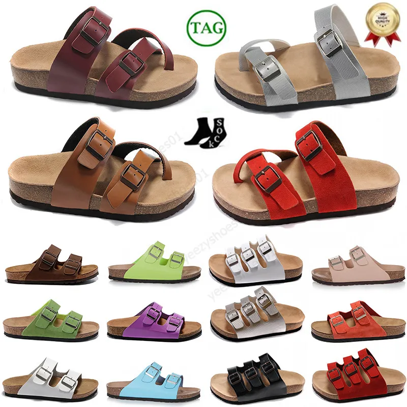 DHgate Birkes Bostons Sabots Pantoufles Appartements Hommes Femmes Sandales Liège Slide Cuir Boucle Sangle Plat Designer Birkinstocks Pantoufle Outdoor Beach Sliders