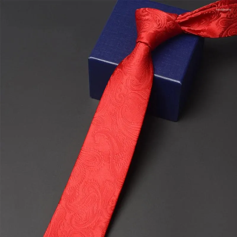 Papillon da uomo di marca cravatta da sposa di alta qualità rosso 6 cm di larghezza per gli uomini affari lavoro cravatta sposo matrimonio festa collo confezione regalo