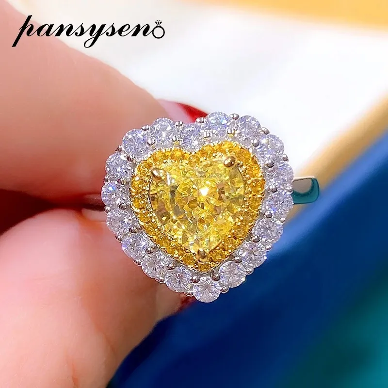 Bagues Pansysen Citrine jaune clair pierre précieuse pour femmes solide 925 en argent Sterling mode bijoux de mariage bague cadeau de pierre de naissance 231212