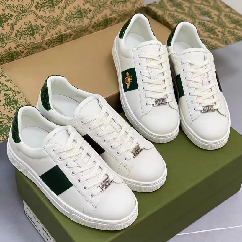 New Ace Sneakers designer da donna da uomo Scarpe Bee Low Scarpe casual Scarpe da ginnastica sportive Ricamato Bianco Verde Strisce da jogging Donna Scarpe sportive da tessitura