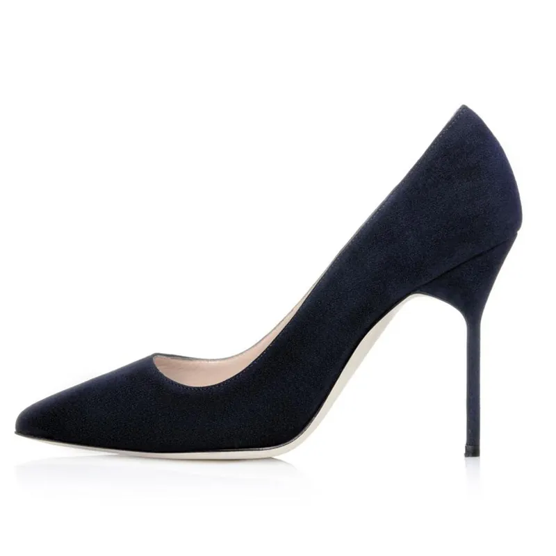 Sandales de marque célèbres Brand Pumps BB 105 mm Navy Navy Gris clair en daim pointu Italie Classic peu profonde Mouth Simple Designer STRENDY STRENDY TRESSO HEURS SANDAL BOX EU 35-43