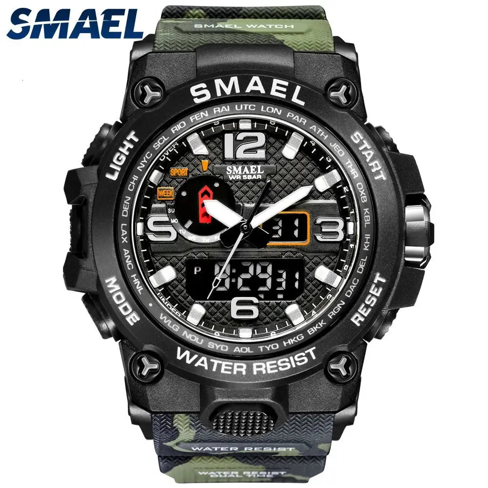 Montres-bracelets SMAEL marque hommes montres de sport double affichage analogique numérique LED électronique Quartz montres étanche natation montre militaire 231213
