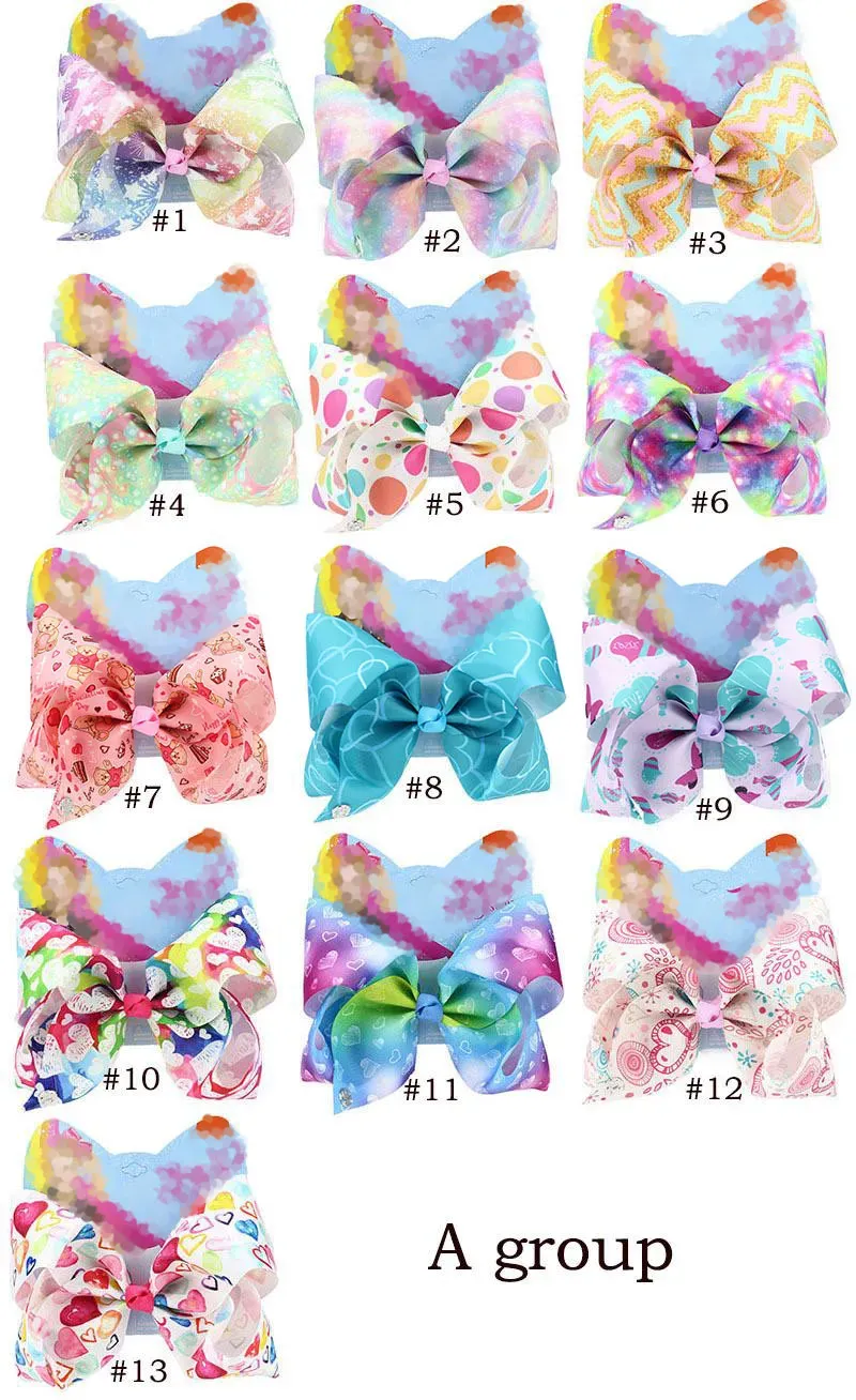8 Inch 18 Styles Hair Bows Valentine's day Baby Love Heart Barrettes for Girls Bear Rainbow Bow Hair Clips Kids Accessories M986