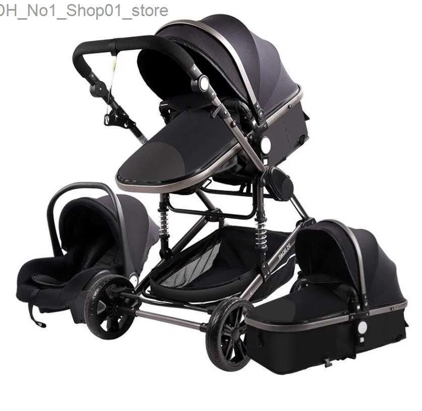 Poussettes # Voiture DVR Poussettes # Luxe Mtifonctionnel 3 en 1 Poussette bébé Portable Haute Paysage Pliant Chariot Rouge Or Nouveau-né Baby1 Drop Deli Dhv3G Q231215