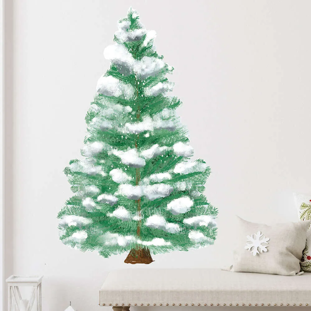 Autocollants muraux de noël en forme d'arbre de pin de neige d'hiver, pour salon, chambre à coucher, sparadrap muraux décoratifs pour la maison, papier peint mural en PVC