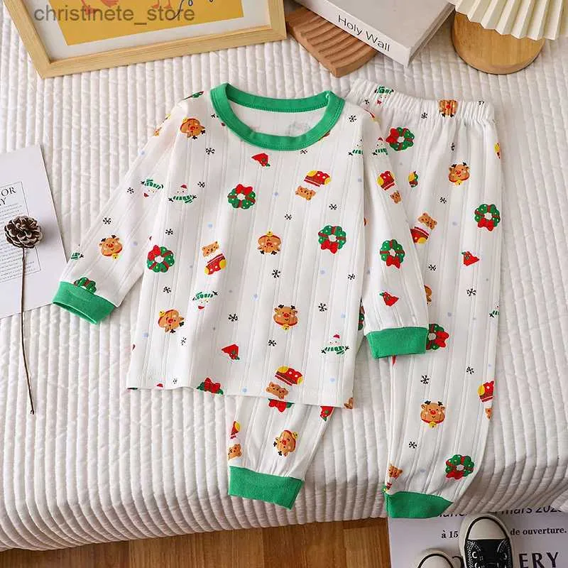 بيجاماس ناعمة التنفس القطن الأطفال بيجاما مجموعة الملابس الداخلية للأطفال مجموعات Cotton Boys and Girls Homeoar Sets R231214