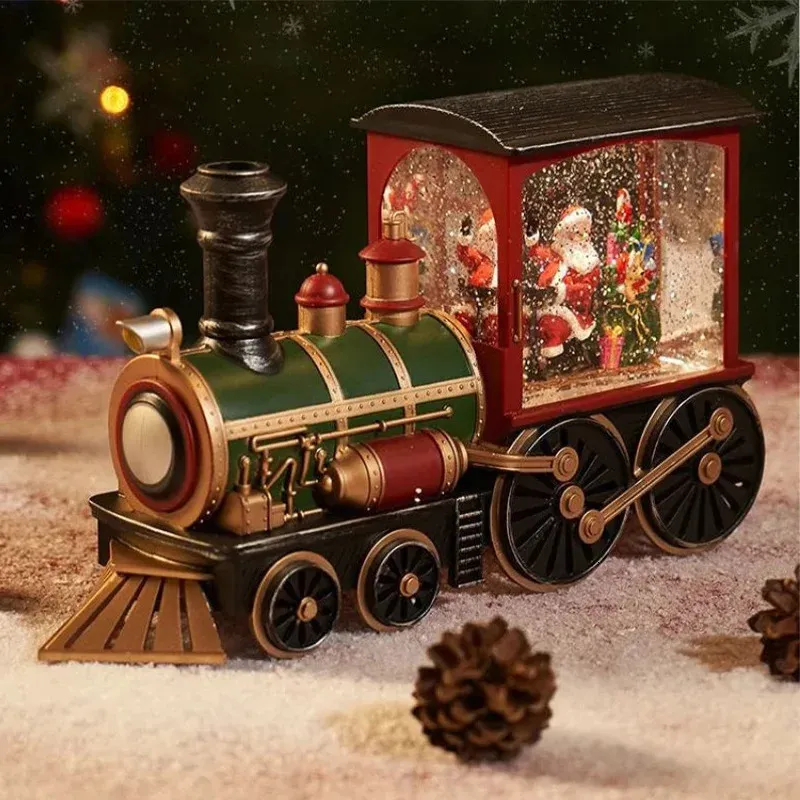 装飾的なオブジェクトの置物サンタクロース雪だるまクリスマスイブ列車音楽ボックスレストラン装飾クリスタルボールオーナメントクリスマスギフト男の子の女の子231214