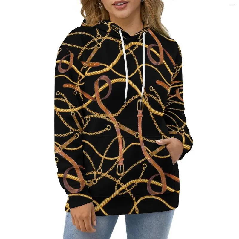 Sudaderas con capucha para mujer, joyería, cinturones de cadena, estampado Hip Hop, Sudadera con capucha informal, sudaderas con capucha de manga larga con bonito gráfico, 4XL, 5XL, 6XL