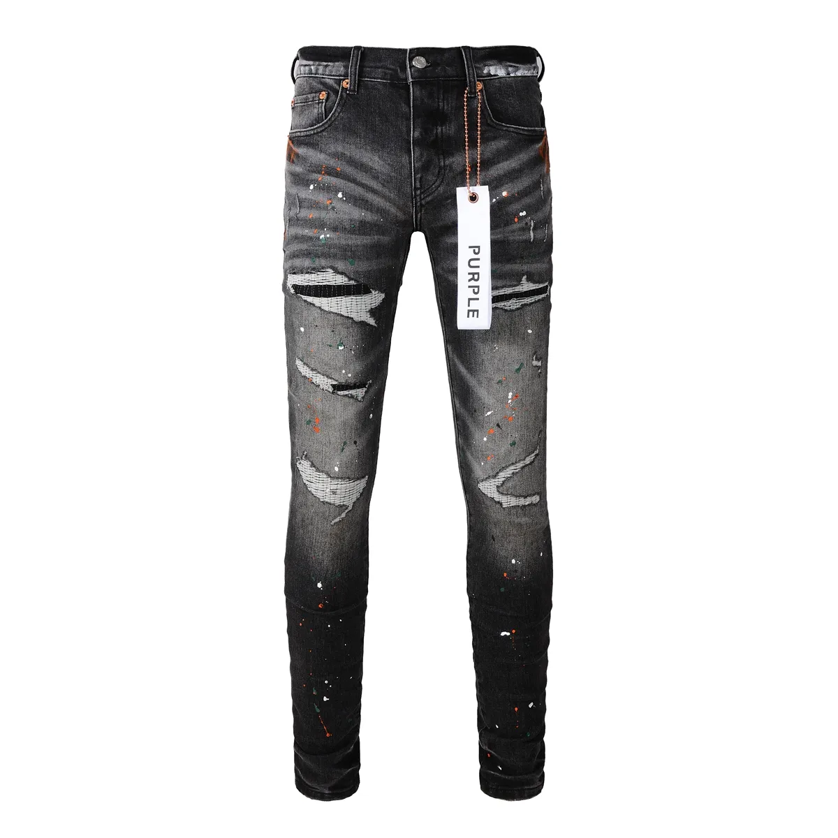 DHgate.com:Mens Purple Damaged Ripped Skinny Jeans, High