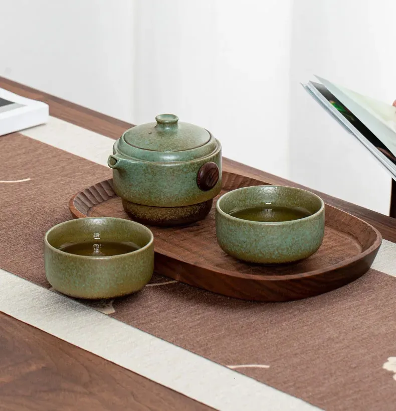 Chinese Ceramic Tea Cups Portable Set: Ceramic Travel Teapot