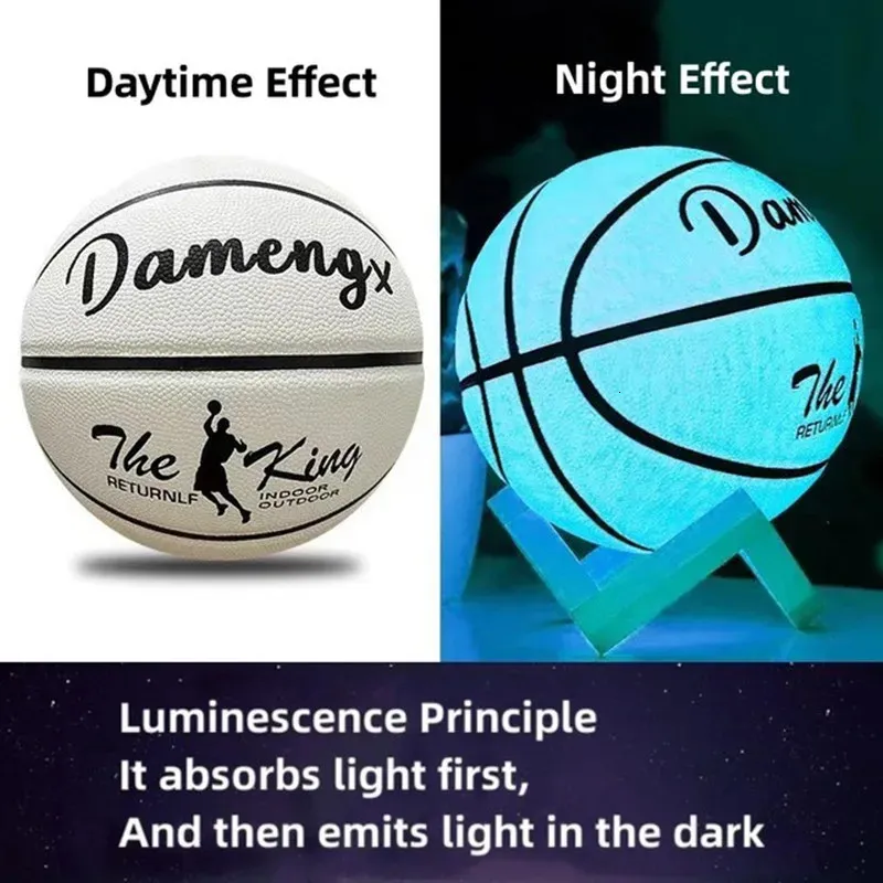Novelty Size 7 Glow In The Dark Basketball Luminous Basketball Customized Logo Holographic Glowing Reflective Basketball