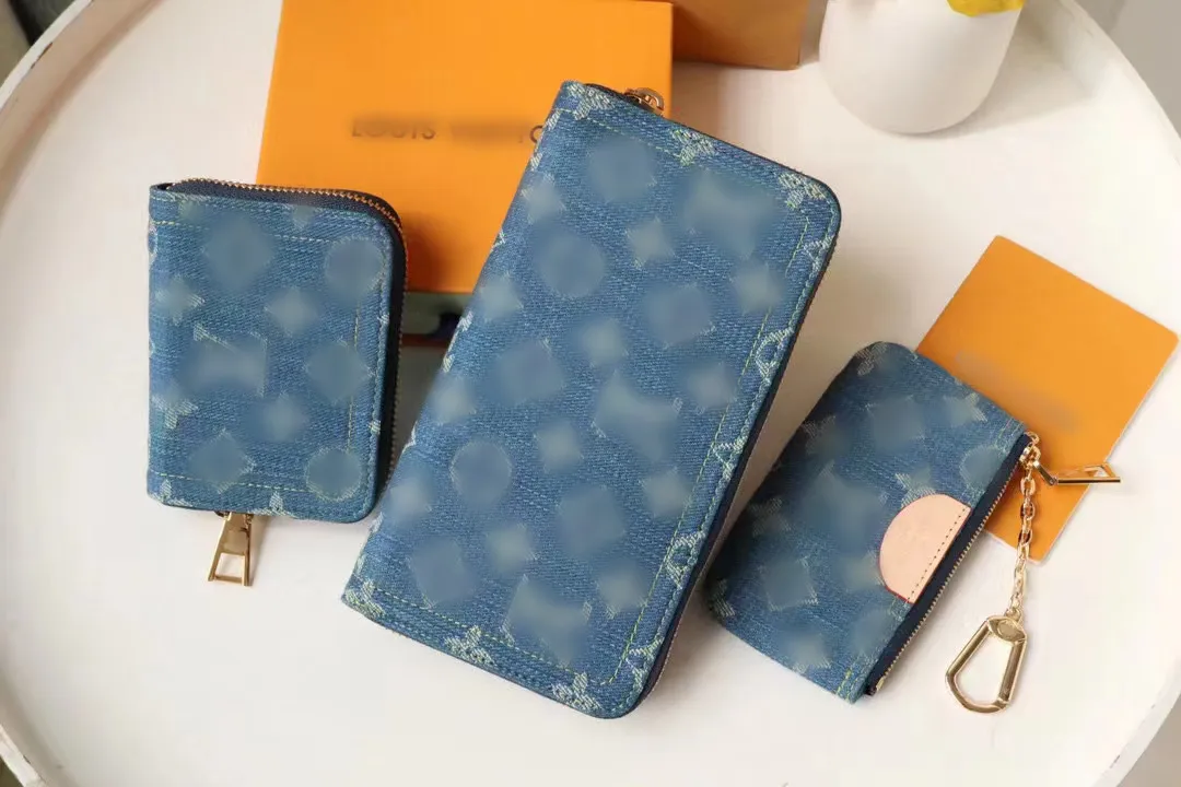 2023 New Jacquard Denim Wallet LL10A Mirror High Quality Card Bag Designer Coin Key Wallet Exquisite Packaging 