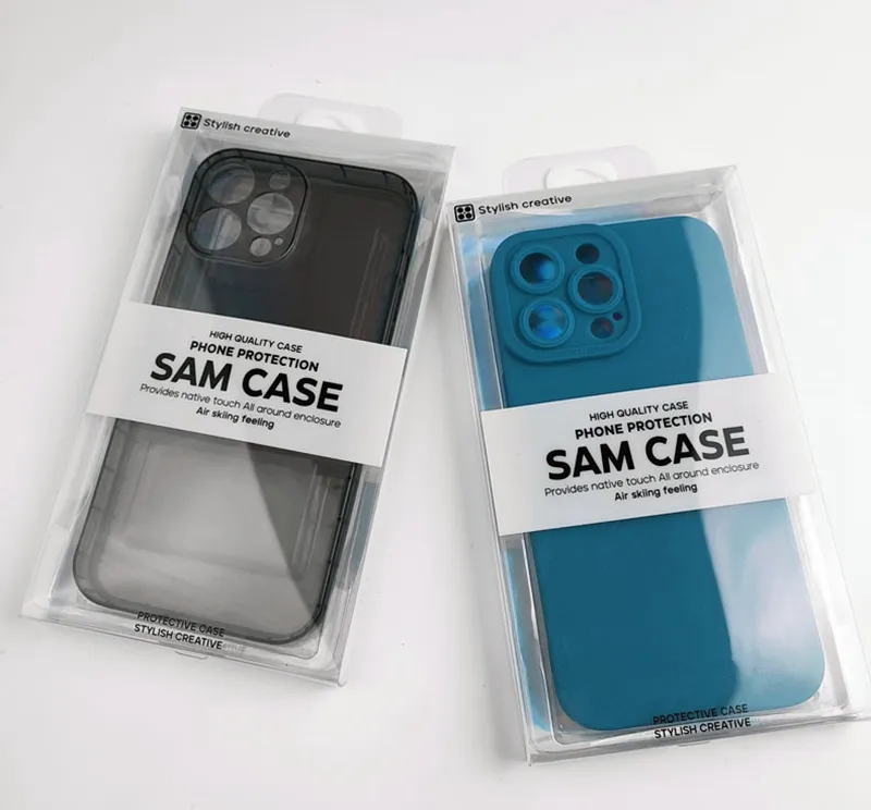 Caixa de embalagem de PVC blister universal para iPhone 15 14 Pro Max Oneplus Xiaomi Samsung S23 Capa de telefone Caixa de embalagem Saco de pacote 100pcs 200pcs 500pcs 1000pcs