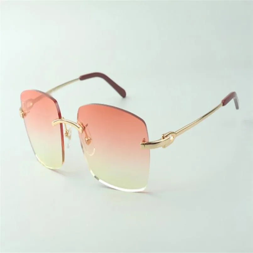 Whole 3524025 Metal Rimless Sunglasses Decorative Glasses Men s Fashion Sunglasses Unisex Design Classic Gold Frame262w