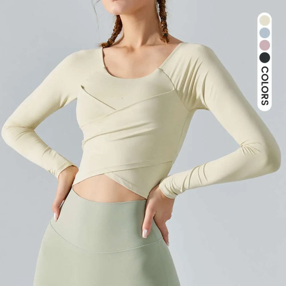 Lu Lu Alinear con desgaste con almohadilla para el pecho Otoño e invierno Slim-fit Adelgazar Cintura ajustada Deporte Yoga Lemon LL Top Mujer Pilates Gimnasio Manga larga