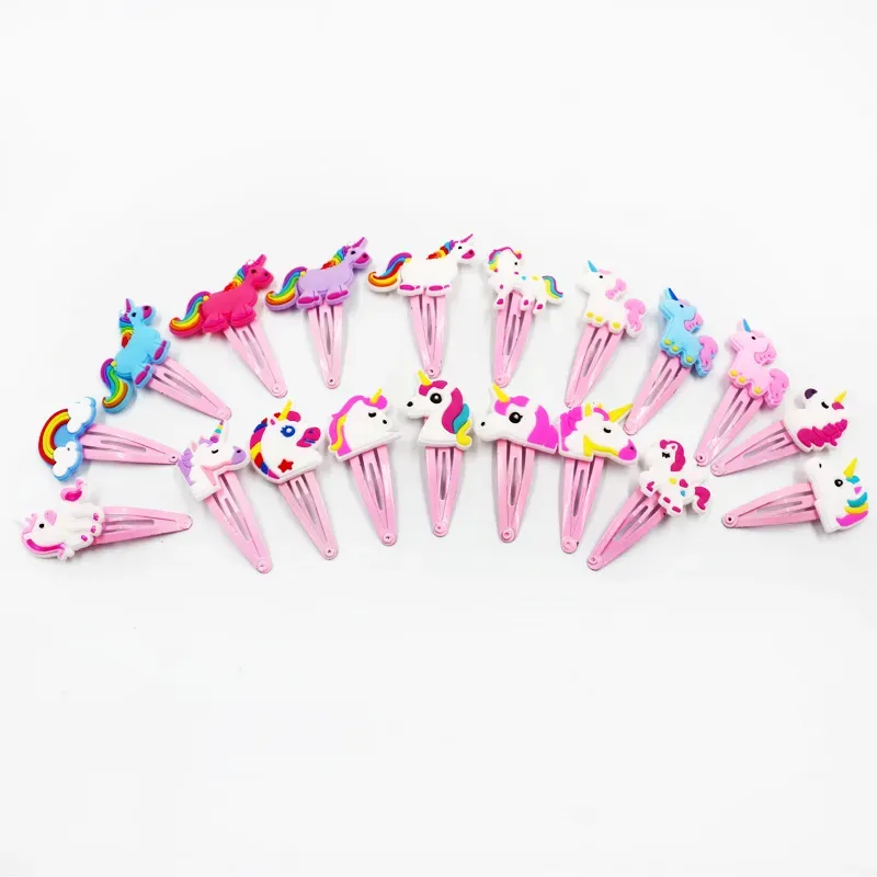 Söta flickor Cartoon Horse Clip Baby Kids Barrettes Pvc BB Pink Hairn Pins Children Hair Accessories Lovely Present Dekor BJ BJ