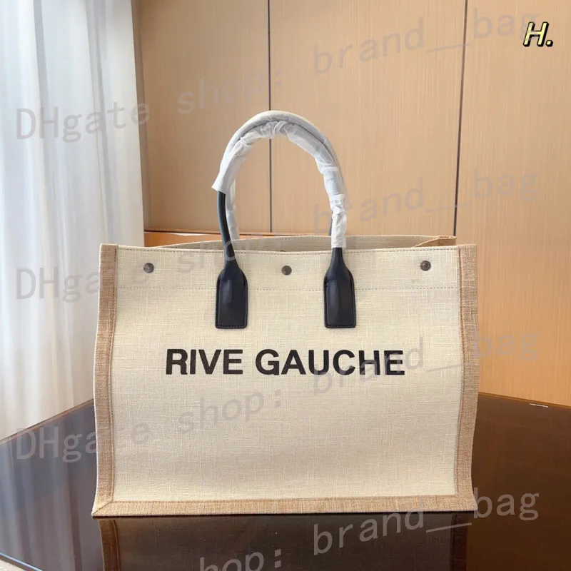 Bola de designer de marca de lona Bolsa de luxo da moda Bolsa de compras de grande capacidade Bolsa de lona feminina Bolsa da mãe Bag de praia Rive gauche