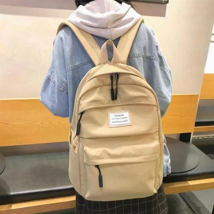 Borse per la scuola Adolescente College per ragazze Grande zaino impermeabile Oxford Borsa da donna Big Book Big Teen Bag Khaki Leisure 2022255Q