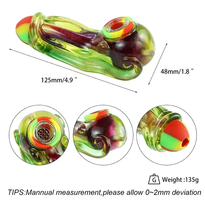 Silicone Resin Hand Pipe Inkfish Style Sepia Shape Dry Herb Tobacco Hand Smoking Pipes with Glass Bowl Piece Oil Burner Unbreakable Novelty