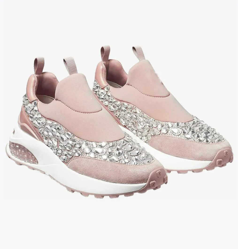 Marque élégante femmes Memphis formateurs avec cristaux néoprène cuir sans lacet baskets rose noir blanc dame confort coureur sport chaussures de luxe Eu35-40