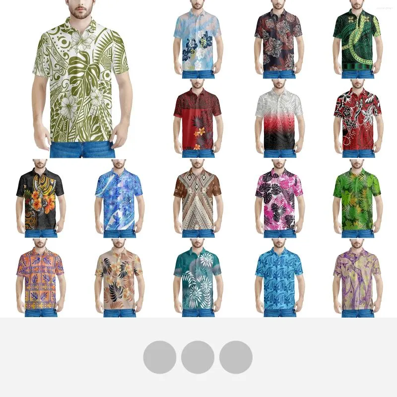 Polos masculinos polinésio tribal pohnpei totem tatuagem imprime camisa polo homens verão casual t solto fino masculino topos férias praia