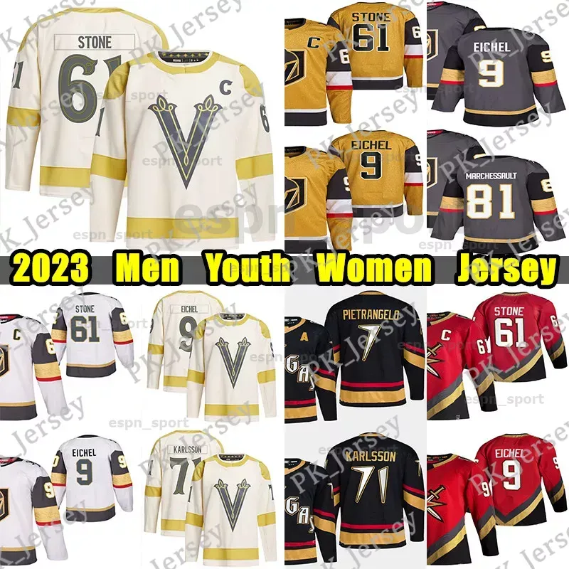 61 Mark Stone 2024 Inverno Clássico Hóquei Jersey 9 Jack Eichel Alex Pietrangelo William Sson Jonathan Marchessault Thompson Zach Whitecloud Adin Hill Jerseys